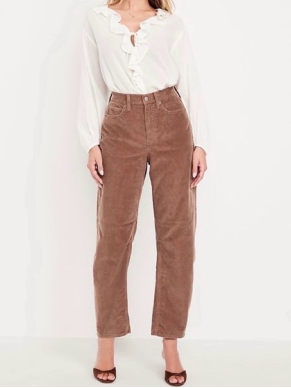 Old Navy High Rise Barrel Leg Corduroy Ankle Pants
